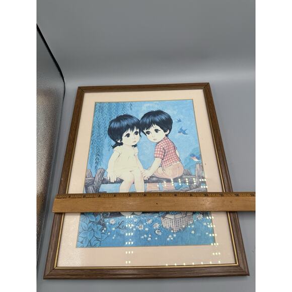 Set of 3 Vintage “Big Eyes” Prints by Lee – 1970s Framed Wall Art – Boy & Girl - Picture 11 of 11